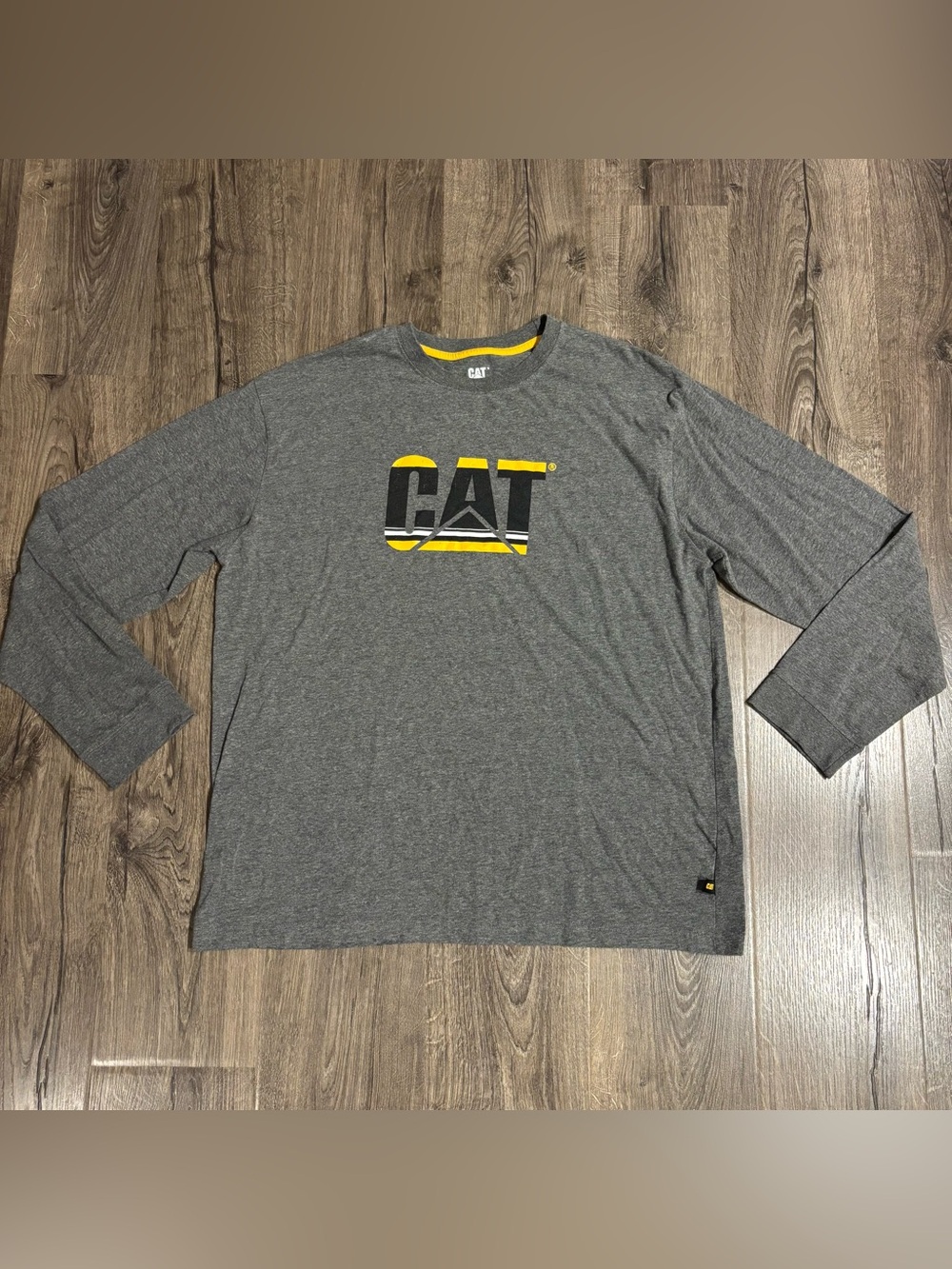 Caterpillar CAT Shirt Mens 2XL Gray Short Sleeve Crew Neck Long Sleeve Work